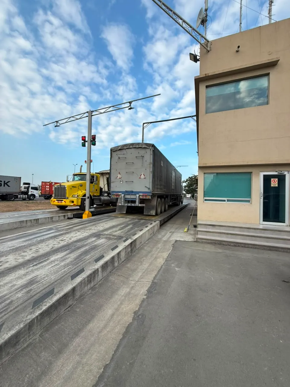 Truck weighbridges at the complex entrance